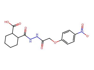 2-{N-[2-(4-nitrophenoxy)acetylamino]carbamoyl}cyclohexanecarboxylic acid structure