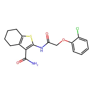 2-{[(2-chlorophenoxy)acetyl]amino}-4,5,6,7-tetrahydro-1-benzothiophene-3-carboxamide structure