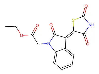(Z)-ethyl 2-(3-(2,4-dioxothiazolidin-5-ylidene)-2-oxoindolin-1-yl)acetate structure