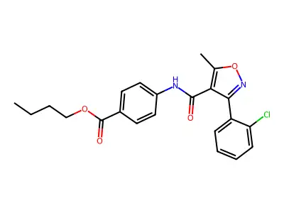 Butyl 4-{[3-(2-chlorophenyl)-5-methylisoxazol-4-yl]carbonylamino}benzoate structure