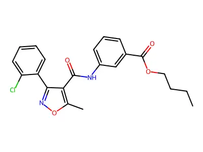 Butyl 3-{[3-(2-chlorophenyl)-5-methylisoxazol-4-yl]carbonylamino}benzoate structure