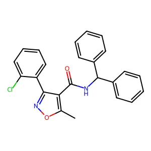3-(2-chlorophenyl)-N-(diphenylmethyl)-5-methyl-1,2-oxazole-4-carboxamide structure
