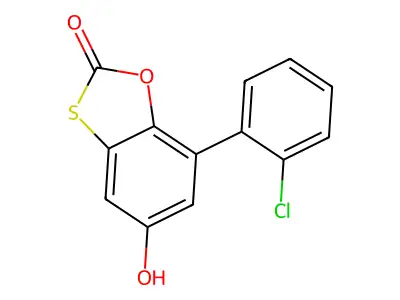 7-(2-chlorophenyl)-5-hydroxy-2H-1,3-benzoxathiol-2-one structure