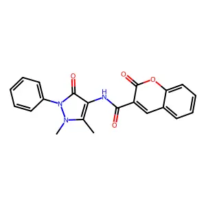 N-(1,5-dimethyl-3-oxo-2-phenyl-2,3-dihydro-1H-pyrazol-4-yl)-2-oxo-2H-chromene-3-carboxamide structure