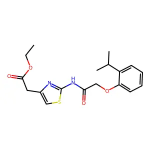 {2-[2-(2-Isopropyl-phenoxy)-acetylamino]-thiazol-4-yl}-acetic acid ethyl ester structure