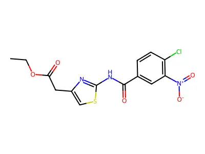 Ethyl 2-(2-(4-chloro-3-nitrobenzamido)thiazol-4-yl)acetate structure