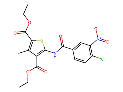 Diethyl 5-({4-chloro-3-nitrobenzoyl}amino)-3-methyl-2,4-thiophenedicarboxylate structure