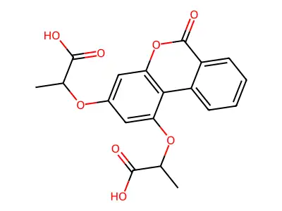 2-{[1-(1-carboxyethoxy)-6-oxo-6H-benzo[c]chromen-3-yl]oxy}propanoic acid structure