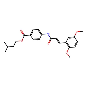 3-methylbutyl 4-{[(2E)-3-(2,5-dimethoxyphenyl)prop-2-enoyl]amino}benzoate structure