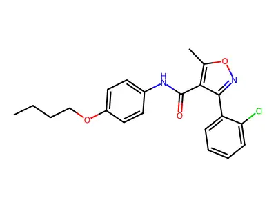 N-(4-butoxyphenyl)-3-(2-chlorophenyl)-5-methyl-1,2-oxazole-4-carboxamide structure