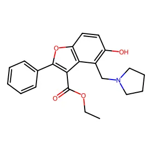Ethyl 5-hydroxy-2-phenyl-4-(pyrrolidin-1-ylmethyl)-1-benzofuran-3-carboxylate structure
