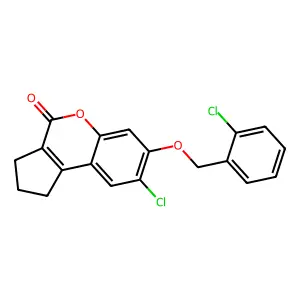 8-chloro-7-[(2-chlorobenzyl)oxy]-2,3-dihydrocyclopenta[c]chromen-4(1H)-one structure