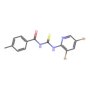 N-[(3,5-dibromopyridin-2-yl)carbamothioyl]-4-methylbenzamide structure