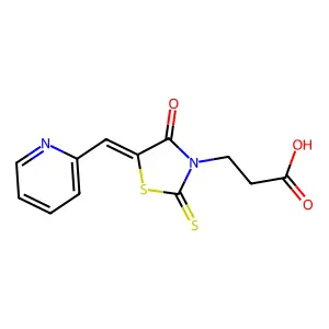 (E)-3-(4-oxo-5-(pyridin-2-ylmethylene)-2-thioxothiazolidin-3-yl)propanoic acid structure