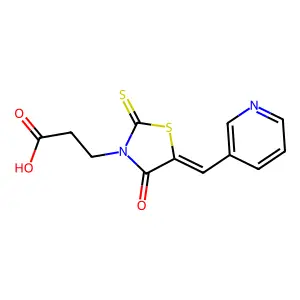 (E)-3-(4-oxo-5-(pyridin-3-ylmethylene)-2-thioxothiazolidin-3-yl)propanoic acid structure