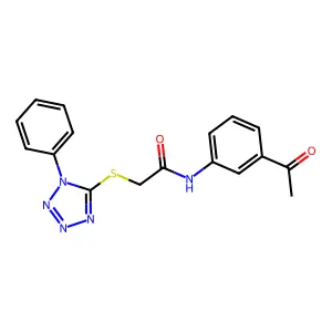 N-(3-Acetylphenyl)-2-((1-phenyl-1H-tetrazol-5-yl)thio)acetamide structure