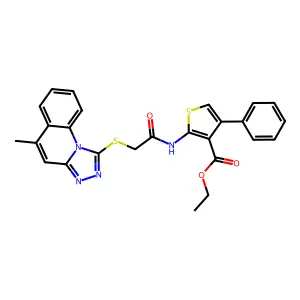 ETHYL 2-[2-({5-METHYL-[1,2,4]TRIAZOLO[4,3-A]QUINOLIN-1-YL}SULFANYL)ACETAMIDO]-4-PHENYLTHIOPHENE-3-CARBOXYLATE structure
