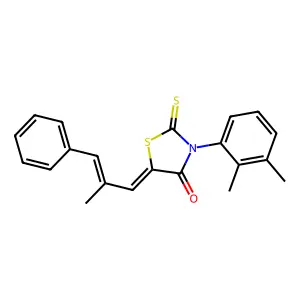 (5Z)-3-(2,3-dimethylphenyl)-5-[(2E)-2-methyl-3-phenylprop-2-enylidene]-2-thioxo-1,3-thiazolidin-4-one structure