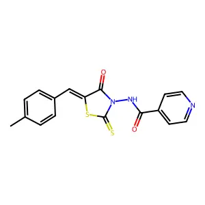 N-[(5Z)-5-(4-methylbenzylidene)-4-oxo-2-thioxo-1,3-thiazolidin-3-yl]pyridine-4-carboxamide structure