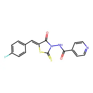 N-[5-(4-Fluoro-benzylidene)-4-oxo-2-thioxo-thiazolidin-3-yl]-isonicotinamide structure