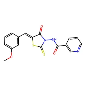 N-[5-(3-Methoxy-benzylidene)-4-oxo-2-thioxo-thiazolidin-3-yl]-nicotinamide structure