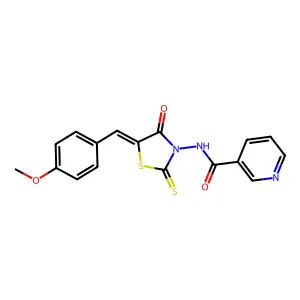 N-[5-(4-Methoxy-benzylidene)-4-oxo-2-thioxo-thiazolidin-3-yl]-nicotinamide structure