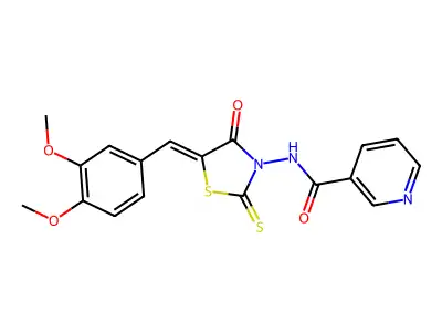 N-[5-(3,4-Dimethoxy-benzylidene)-4-oxo-2-thioxo-thiazolidin-3-yl]-nicotinamide structure