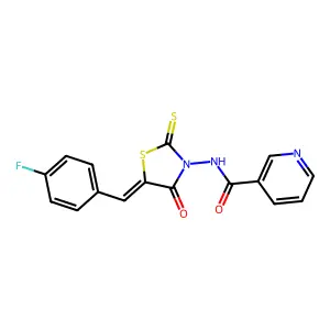 N-[5-(4-Fluoro-benzylidene)-4-oxo-2-thioxo-thiazolidin-3-yl]-nicotinamide structure