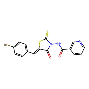 N-[5-(4-Bromo-benzylidene)-4-oxo-2-thioxo-thiazolidin-3-yl]-nicotinamide structure