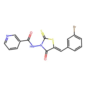 N-[5-(3-Bromo-benzylidene)-4-oxo-2-thioxo-thiazolidin-3-yl]-nicotinamide structure