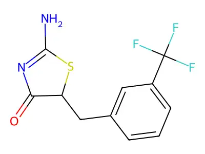 2-Imino-5-(3-(trifluoromethyl)benzyl)thiazolidin-4-one structure
