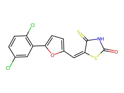 (E)-5-((5-(2,5-dichlorophenyl)furan-2-yl)methylene)-4-thioxothiazolidin-2-one structure