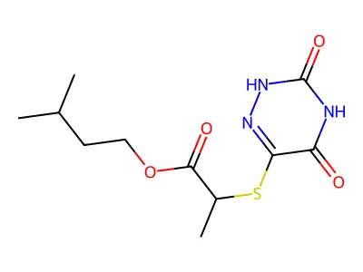 3-methylbutyl 2-[(3,5-dioxo-2H-1,2,4-triazin-6-yl)sulfanyl]propanoate structure