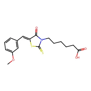 (Z)-6-(5-(3-methoxybenzylidene)-4-oxo-2-thioxothiazolidin-3-yl)hexanoic acid structure