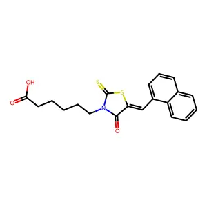 6-(5-(Naphthalen-1-ylmethylene)-4-oxo-2-thioxothiazolidin-3-yl)hexanoic acid structure