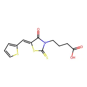 4-(4-Oxo-5-thiophen-2-ylmethylene-2-thioxo-thiazolidin-3-yl)-butyric acid structure