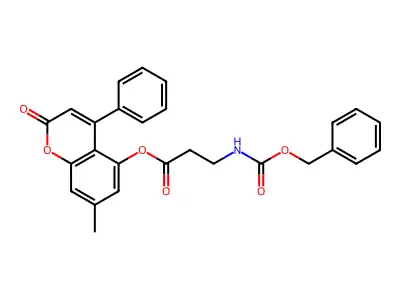 7-methyl-2-oxo-4-phenyl-2H-chromen-5-yl N-[(benzyloxy)carbonyl]-beta-alaninate structure