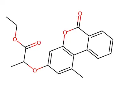 ethyl 2-[(1-methyl-6-oxo-6H-benzo[c]chromen-3-yl)oxy]propanoate structure