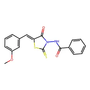 N-[(5Z)-5-(3-methoxybenzylidene)-4-oxo-2-thioxo-1,3-thiazolidin-3-yl]benzamide structure