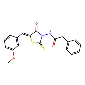 N-[(5Z)-5-[(3-methoxyphenyl)methylidene]-4-oxo-2-sulfanylidene-1,3-thiazolidin-3-yl]-2-phenylacetamide structure