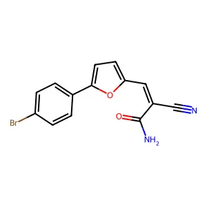 (2E)-3-[5-(4-bromophenyl)furan-2-yl]-2-cyanoprop-2-enamide structure
