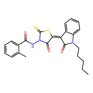 (2-methylphenyl)-N-[4-oxo-5-(2-oxo-1-pentylbenzo[d]azolidin-3-ylidene)-2-thiox o(1,3-thiazolidin-3-yl)]carboxamide structure