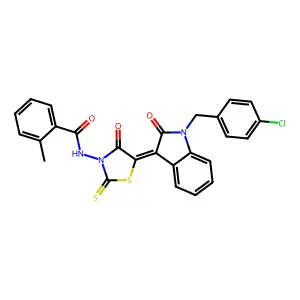 N-{(5Z)-5-[1-(4-chlorobenzyl)-2-oxo-1,2-dihydro-3H-indol-3-ylidene]-4-oxo-2-thioxo-1,3-thiazolidin-3-yl}-2-methylbenzamide structure