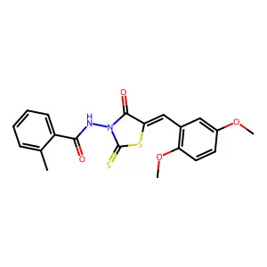 N-[(5Z)-5-(2,5-dimethoxybenzylidene)-4-oxo-2-thioxo-1,3-thiazolidin-3-yl]-2-methylbenzamide structure