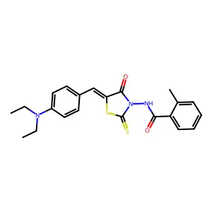 N-{(5E)-5-[4-(diethylamino)benzylidene]-4-oxo-2-thioxo-1,3-thiazolidin-3-yl}-2-methylbenzamide structure