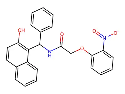 N-[(2-hydroxynaphthyl)phenylmethyl]-2-(2-nitrophenoxy)acetamide structure