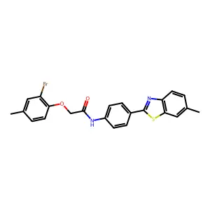 2-(2-bromo-4-methylphenoxy)-N-[4-(6-methyl-1,3-benzothiazol-2-yl)phenyl]acetamide structure