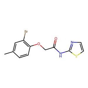 2-(2-bromo-4-methylphenoxy)-N-(1,3-thiazol-2-yl)acetamide structure
