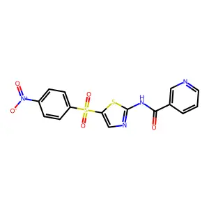 N-[5-(4-nitrophenyl)sulfonyl-1,3-thiazol-2-yl]pyridine-3-carboxamide structure