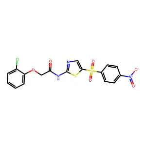 2-(2-chlorophenoxy)-N-[5-(4-nitrophenyl)sulfonyl-1,3-thiazol-2-yl]acetamide structure